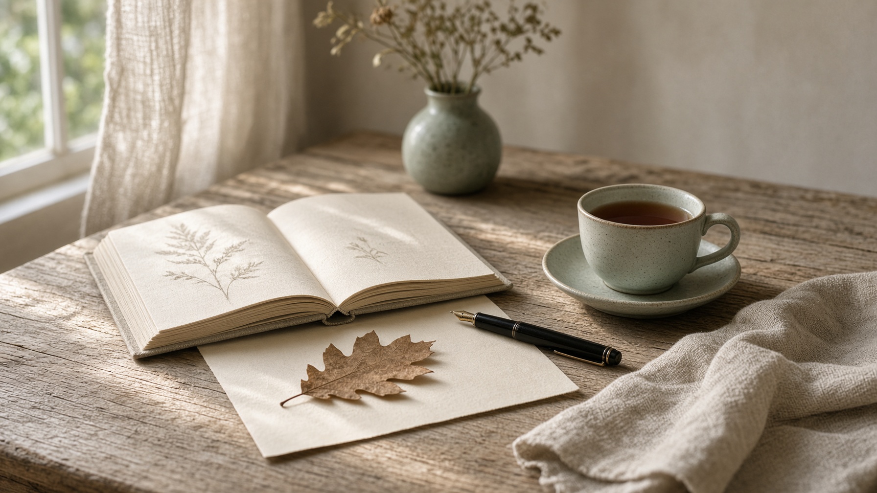 A brass oil lamp lighting copybooks on the family table
